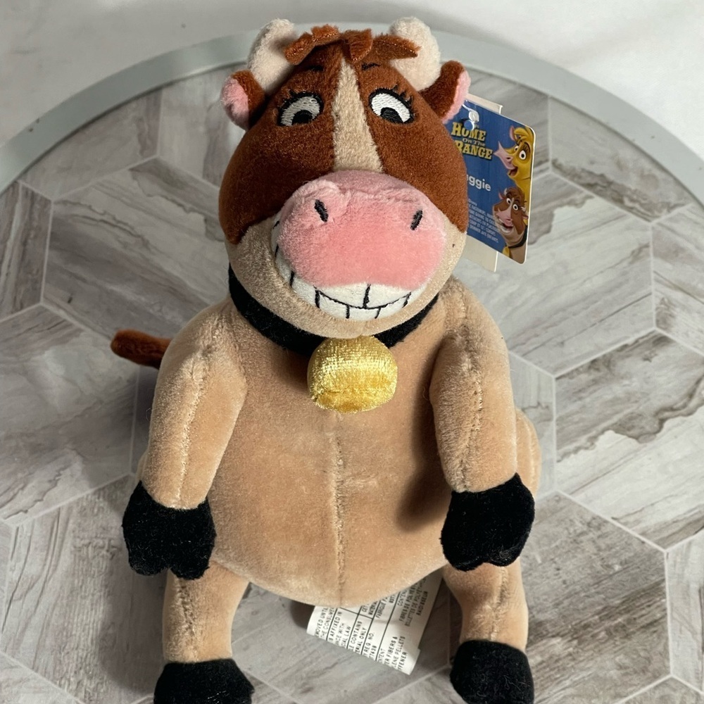 Disney Home on the Range Maggie Cow Plush 10” Tag Bean Bag No Sound Signed - Picture 2 of 9